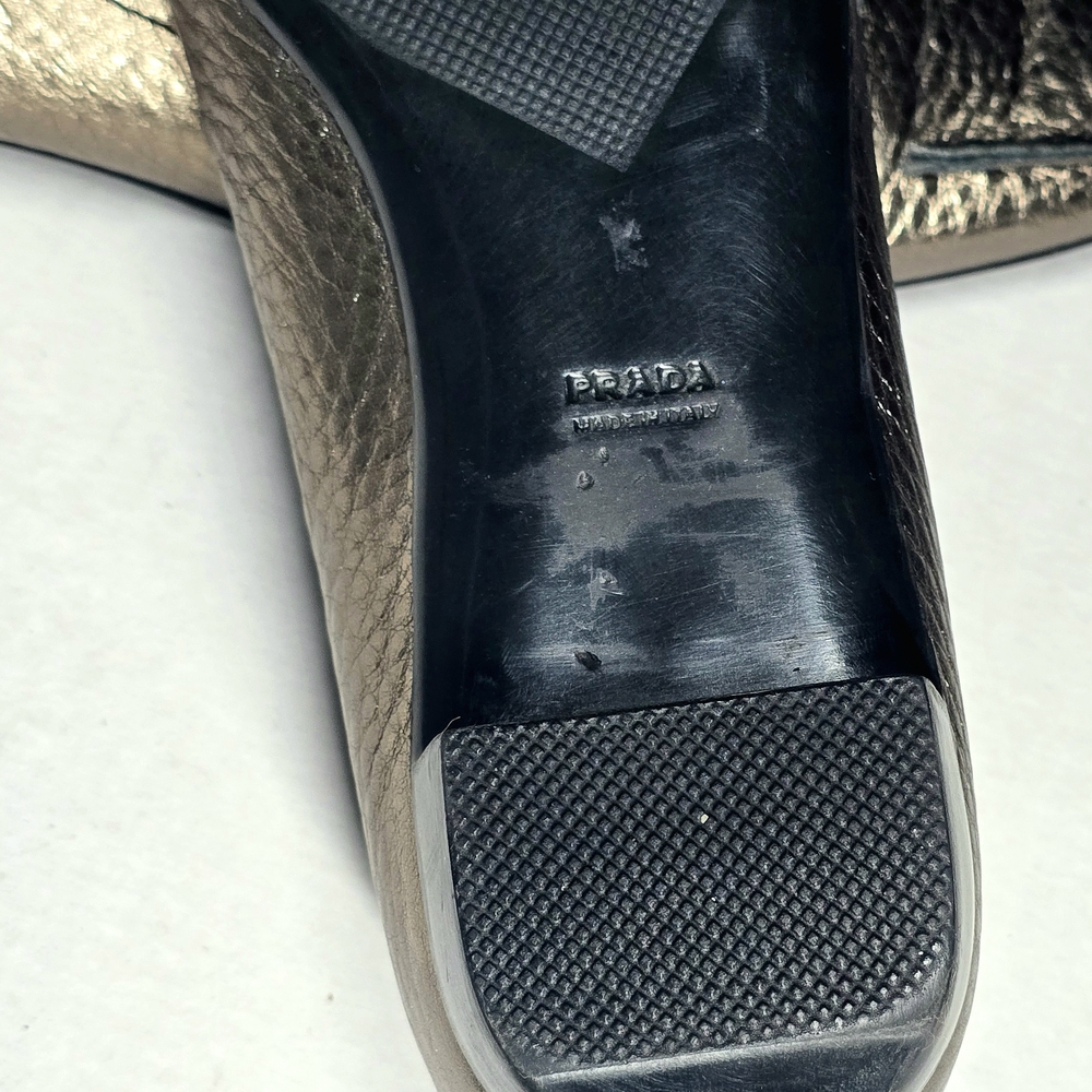 Prada Women's Bronze Leather Loafers - Picture 8 of 8